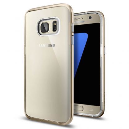 кейс с висока степен на защита за Samsung Galaxy S7 (прозрачен-златист)